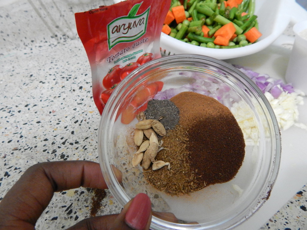 The spices making up the masala